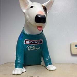 1980s Bud Light Spuds MacKenzie Dog Figurine - White and Teal
